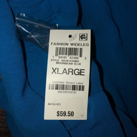 Bar III Moonbeam Blue Fashion Wide-Leg Paperbag Waist Tie-Front Pants XL NWT - Picture 8 of 9